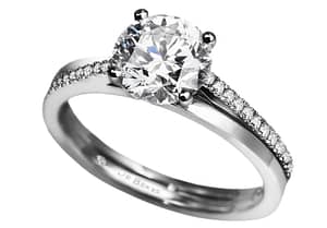 De Beers Round Cut Brilliant Diamond Platinum Engagement Ring